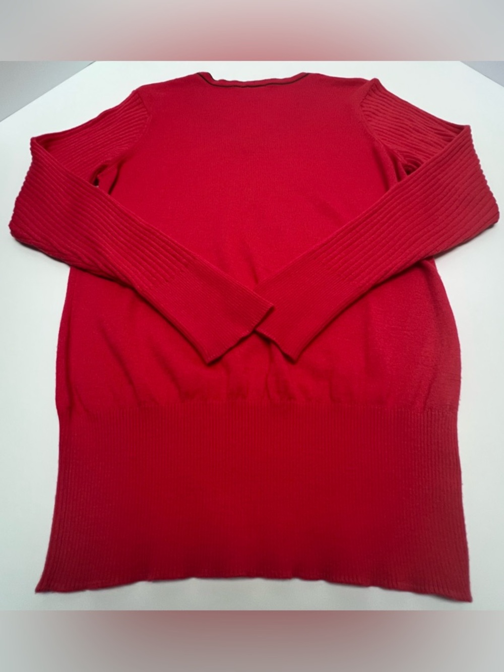 NIKE Golf Red V-Neck Sweater Women’s Large Ribbed Sleeve Lightweight Pullover - Picture 3 of 7